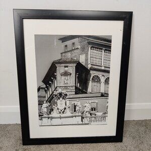 Framed B&W Architectural Study - Ornate Building & Statues